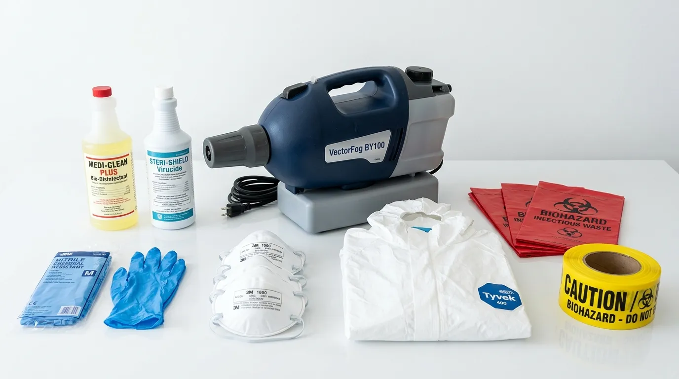 Professional biohazard remediation crew working in Hoover